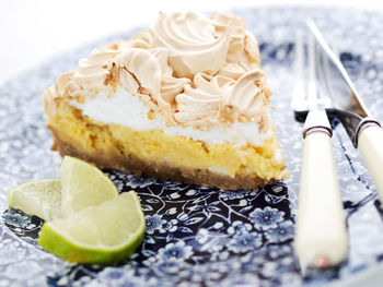 Close-up of cake slice in plate