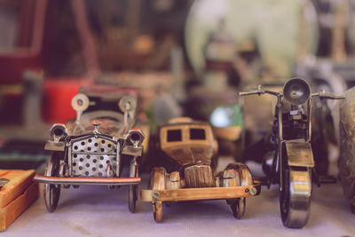 Toy cars and motorcycle at home