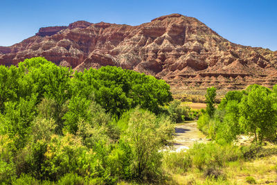 Scenic view of mountains against clear sky