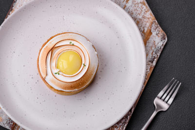 High angle view of empty plate on table