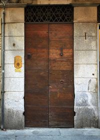 Closed door of building
