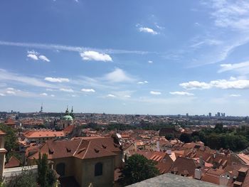 High angle view of townscape against sky