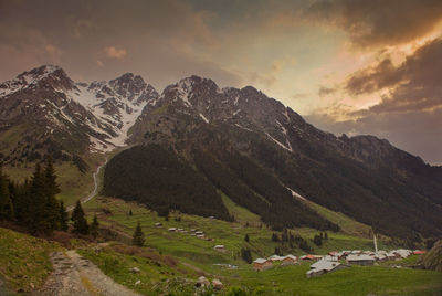 Scenic view of mountains against sky