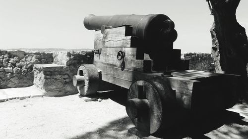 Close-up of old ruins against clear sky