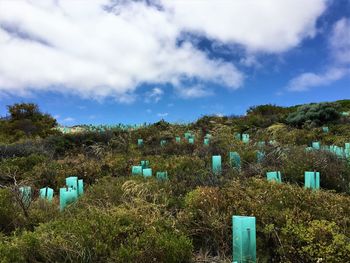 Panoramic view of built structure against sky