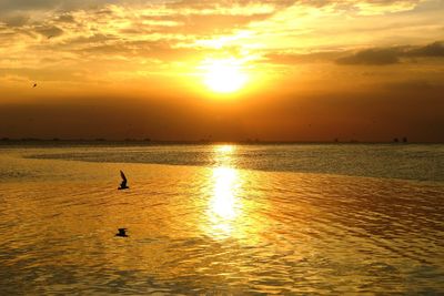 Scenic view of sea against sky during sunset