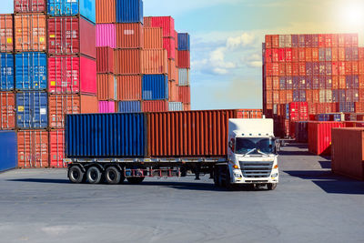 Stack of truck on pier at harbor