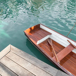 High angle view of swimming pool by lake