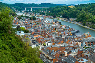 Aerial view of houses in town