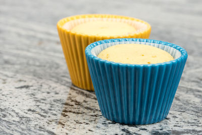 Close-up of cupcakes on table