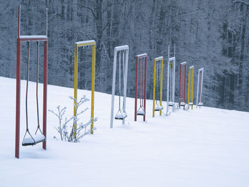 Panoramic shot of snow covered field