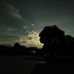 Silhouette trees against sky at night