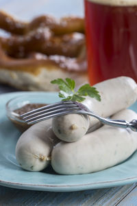 Close-up of food in plate on table