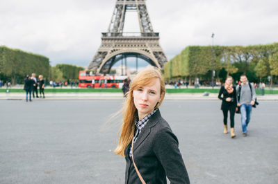 Young red haired woman sightseeing