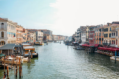 Canal passing through city buildings