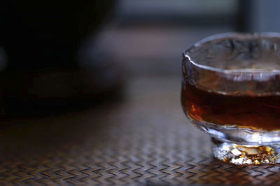 Close-up of beer in glass