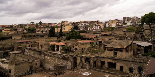 High angle view of cityscape against sky