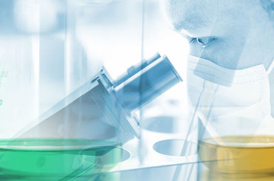 Close-up of man working on table