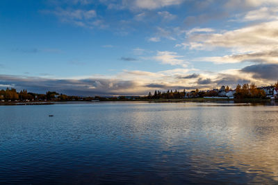 View of river against cloudy sky
