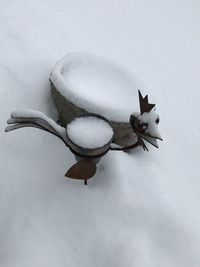 High angle view of ice cream in snow