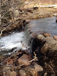 Scenic view of water flowing through rocks