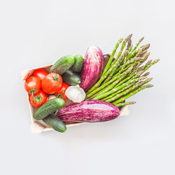 Close-up of tomatoes against white background