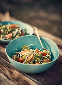 Close-up of fruits in bowl on table