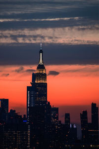 Buildings against sky during sunset