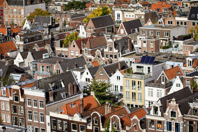 Aerial view of houses in town