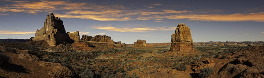 View of rock formations at sunset