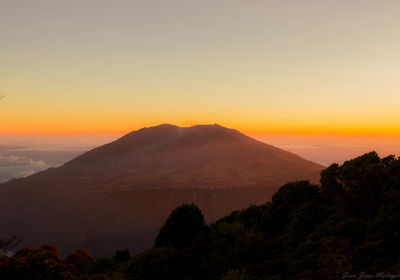 Scenic view of mountains during sunset