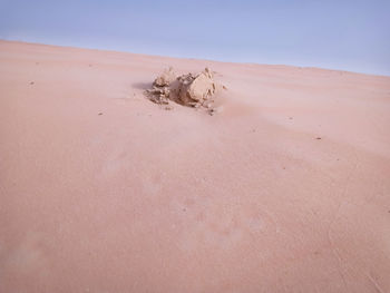 Sand dunes in desert against clear sky