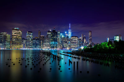 Nyc skyline at night from brooklyn