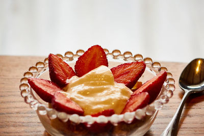 Close-up of dessert on table