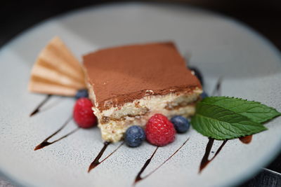 Close-up of cake in plate