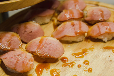 High angle view of food on table