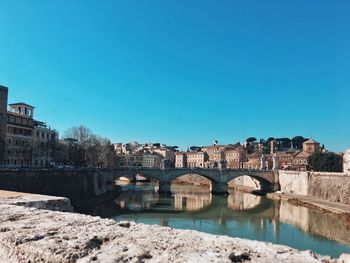 Arch bridge over river in city