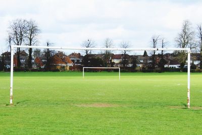 View of soccer field against sky