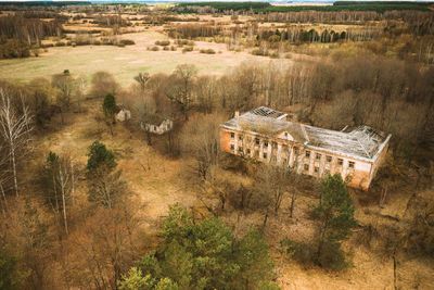 High angle view of abandoned building