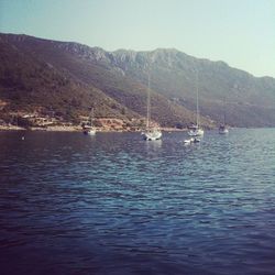 Scenic view of boats in sea