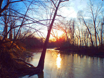 Sunset over lake