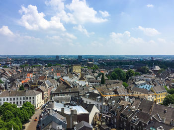 High angle view of townscape against sky