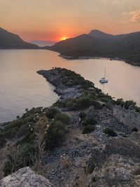 Scenic view of sea against sky during sunset