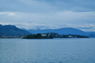 Scenic view of mountains against cloudy sky