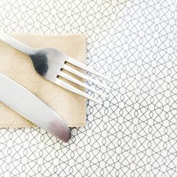 High angle view of fork and table knife on table