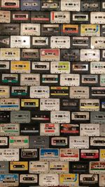 Full frame shot of audio cassettes