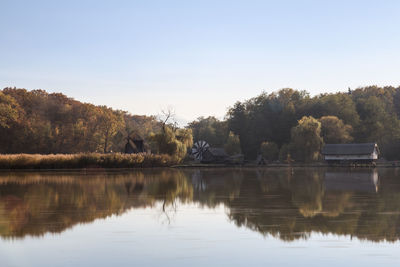 Scenic view of lake against clear sky