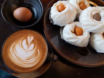 High angle view of coffee on table