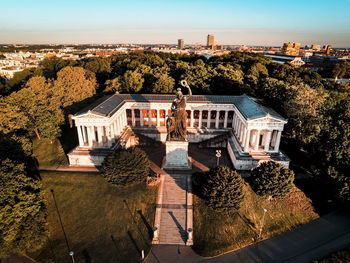High angle view of townscape against sky