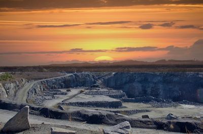 Scenic view of landscape against dramatic sky